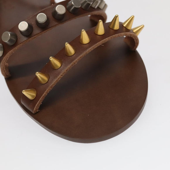 GUCCI Sandals Wood Metal 6 1/2 Brown Gold Silver 563515 Auth bs19479V