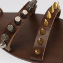 GUCCI Sandals Wood Metal 6 1/2 Brown Gold Silver 563515 Auth bs19479V-25