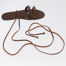 GUCCI Sandals Wood Metal 6 1/2 Brown Gold Silver 563515 Auth bs19479V-26