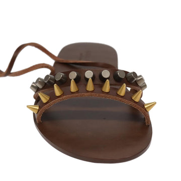 GUCCI Sandals Wood Metal 6 1/2 Brown Gold Silver 563515 Auth bs19479V - 0