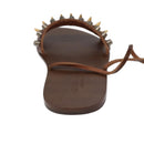 GUCCI Sandals Wood Metal 6 1/2 Brown Gold Silver 563515 Auth bs19479V-3