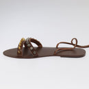 GUCCI Sandals Wood Metal 6 1/2 Brown Gold Silver 563515 Auth bs19479V-4