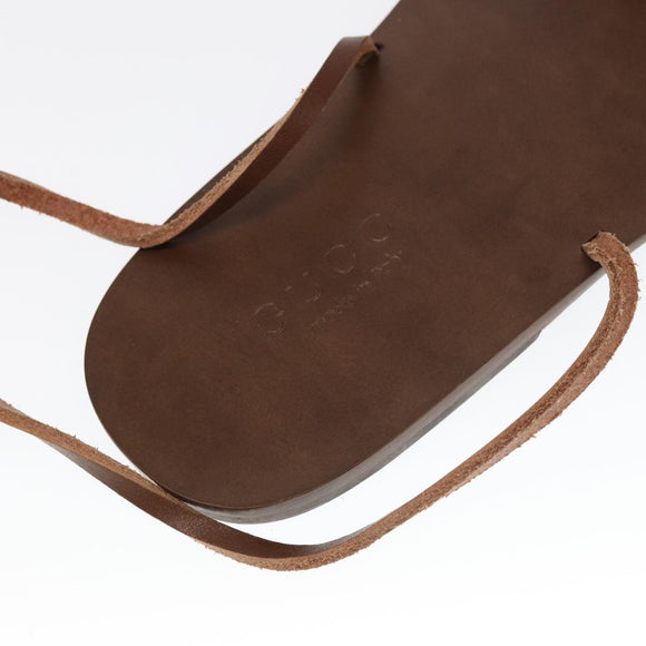 GUCCI Sandals Wood Metal 6 1/2 Brown Gold Silver 563515 Auth bs19479V