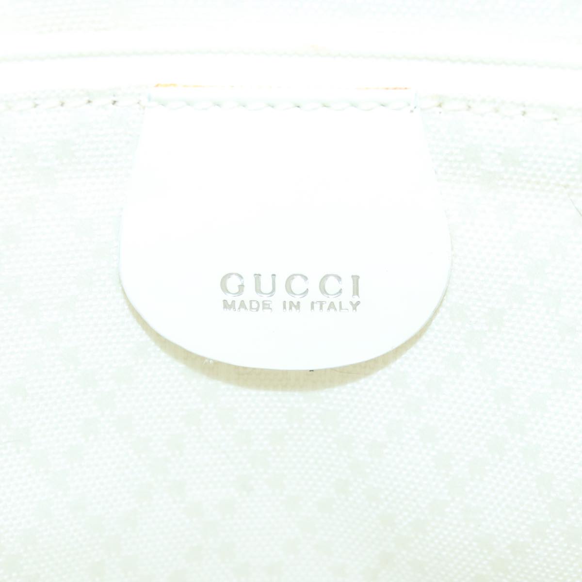 GUCCI Bamboo Hand Bag Nylon Leather White Silver 000 2040 0538 Auth bs19480