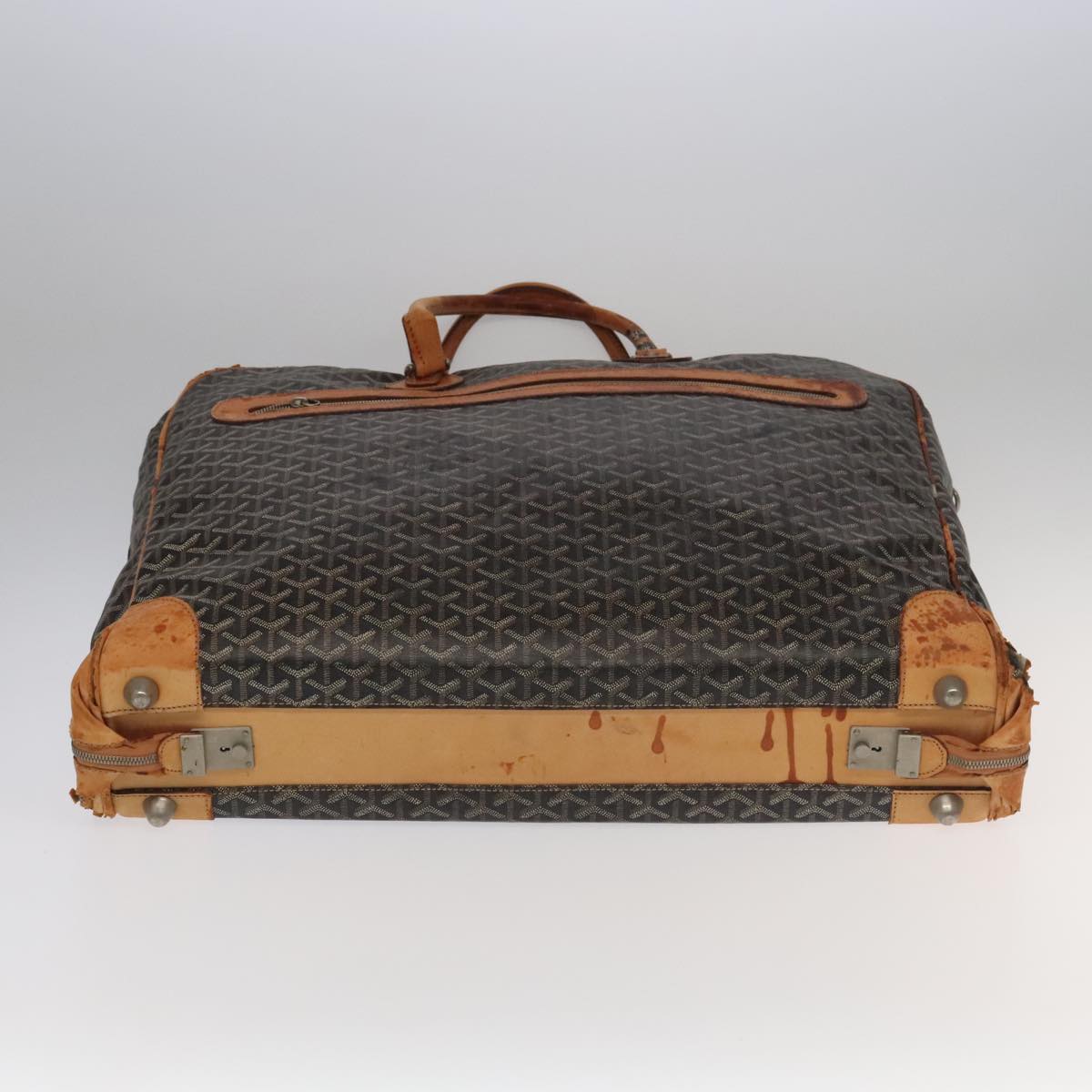 GOYARD Herringbone Garment Cover Garment Cover Black Brown Silver Auth bs19484