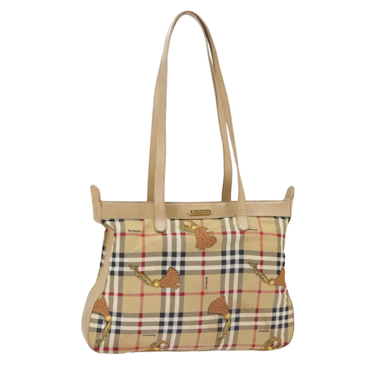 Burberrys Nova Check Tote Bag Canvas Beige Auth bs19486