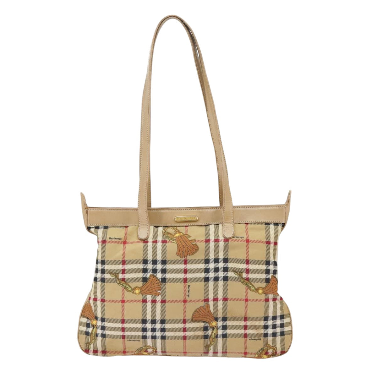 Burberrys Nova Check Tote Bag Canvas Beige Auth bs19486 - 0