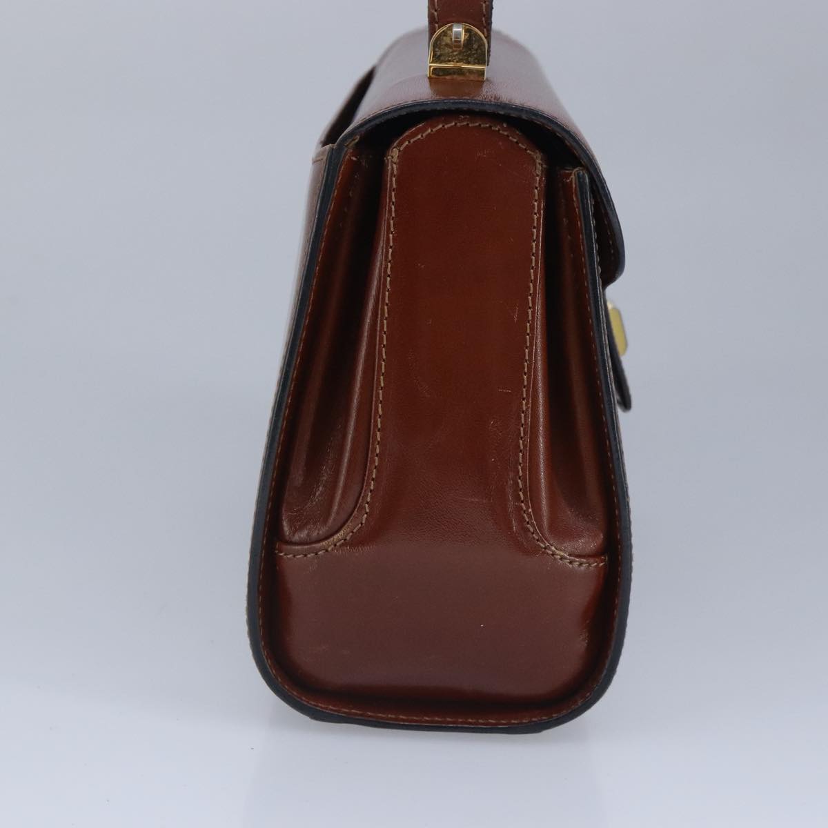 BALLY Hand Bag Leather Brown Gold Auth bs19490