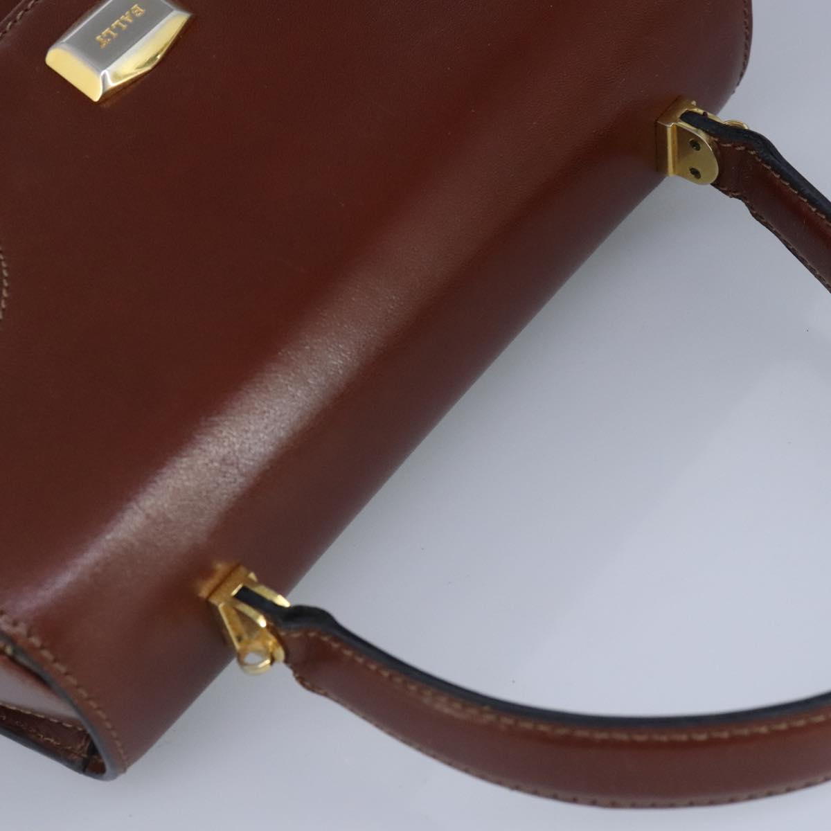 BALLY Hand Bag Leather Brown Gold Auth bs19490