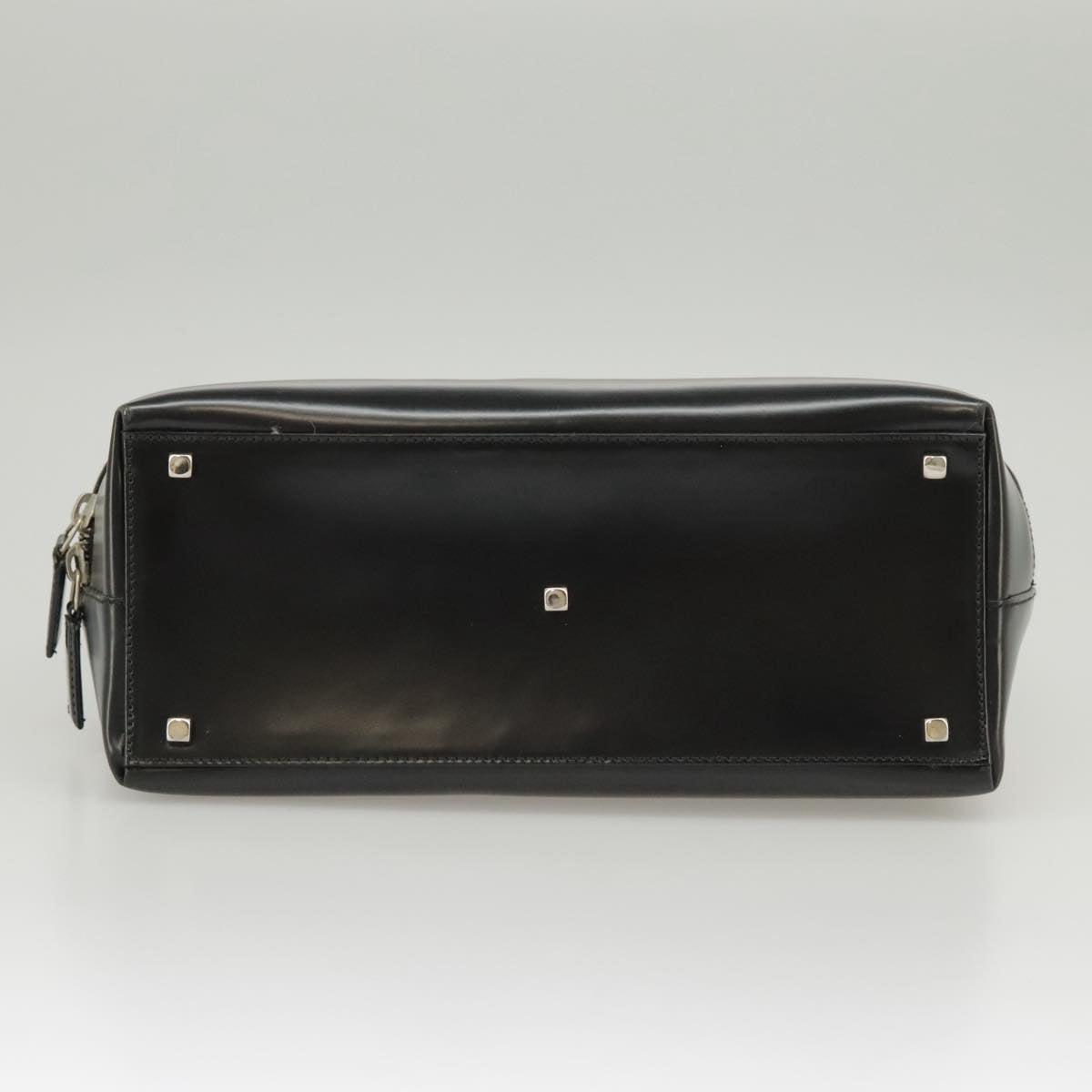 Salvatore Ferragamo Gancini Hand Bag Leather Black Silver Auth bs19495