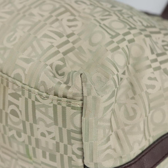 Salvatore Ferragamo Gancini Tote Bag Canvas Green Brown Silver Auth bs19496