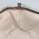 Salvatore Ferragamo Gancini Tote Bag Canvas Green Brown Silver Auth bs19496-18