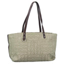 Salvatore Ferragamo Gancini Tote Bag Canvas Green Brown Silver Auth bs19496-13