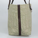 Salvatore Ferragamo Gancini Tote Bag Canvas Green Brown Silver Auth bs19496-4