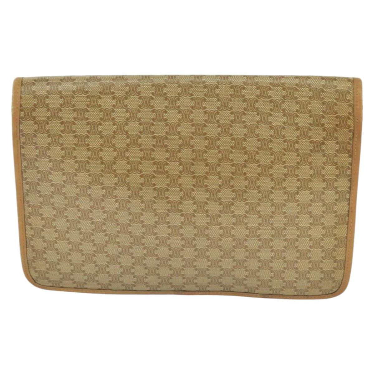 CELINE Macadam Canvas Clutch Bag Beige Gold Auth bs19498 - 0