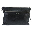 BALENCIAGA Clutch Bag Leather Black Silver 273023 Auth bs19499-1