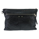 BALENCIAGA Clutch Bag Leather Black Silver 273023 Auth bs19499-13