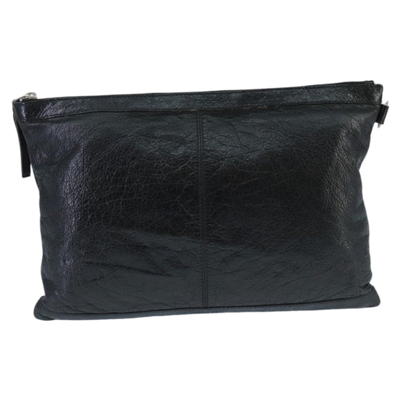 BALENCIAGA Clutch Bag Leather Black Silver 273023 Auth bs19499