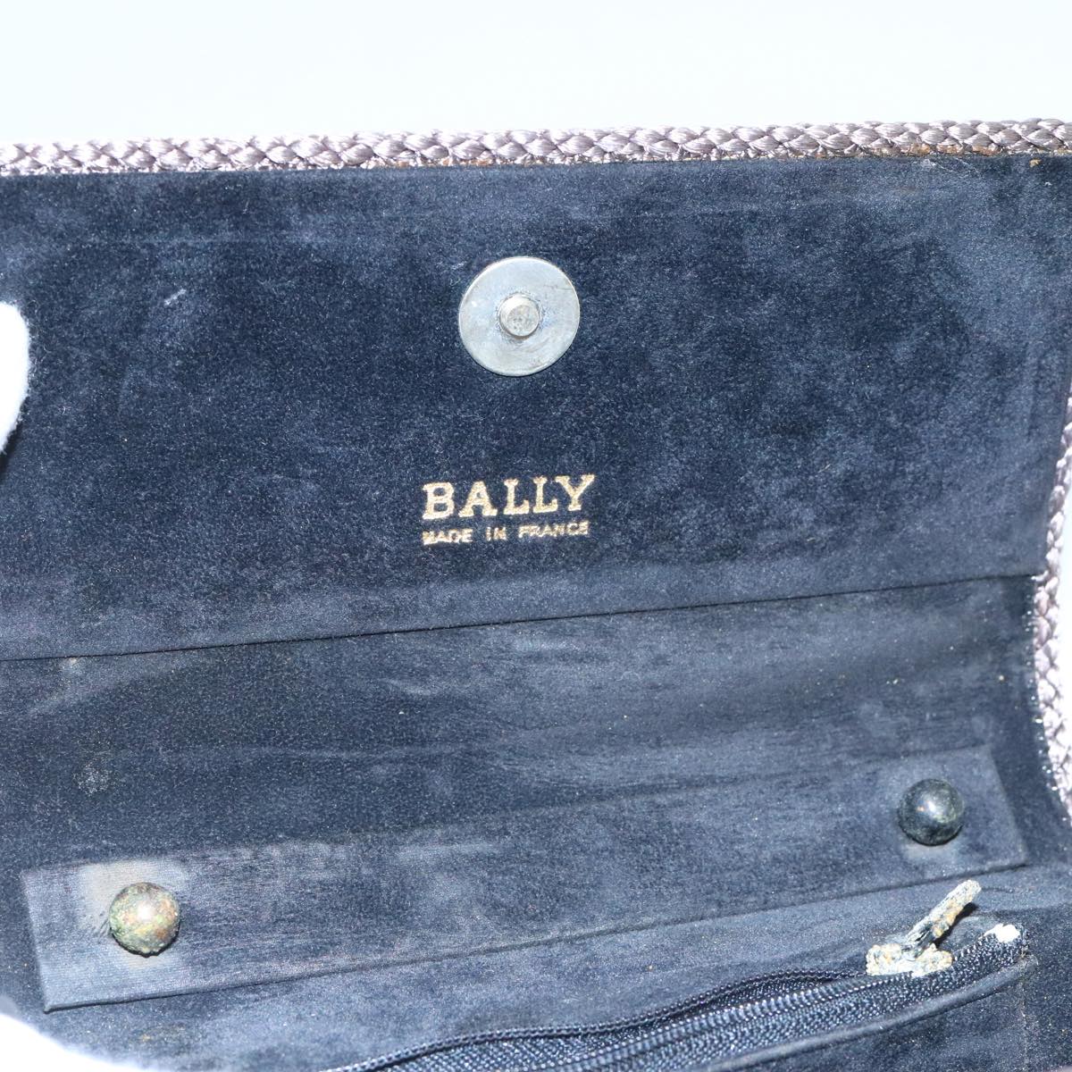 BALLY Hand Bag Leather Gray Auth bs19504