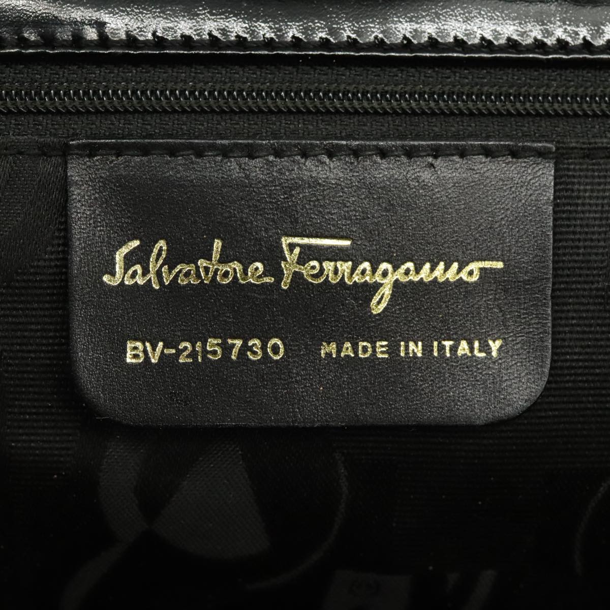 Salvatore Ferragamo Tote Bag Canvas Black Gold Auth bs19507