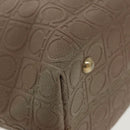 Salvatore Ferragamo Gancini Tote Bag PVCCanvas Brown Gold Auth bs19508-6