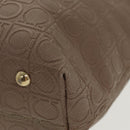 Salvatore Ferragamo Gancini Tote Bag PVCCanvas Brown Gold Auth bs19508-10