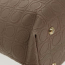 Salvatore Ferragamo Gancini Tote Bag PVCCanvas Brown Gold Auth bs19508-15