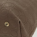 Salvatore Ferragamo Gancini Tote Bag PVCCanvas Brown Gold Auth bs19508-16