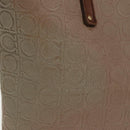 Salvatore Ferragamo Gancini Tote Bag PVCCanvas Brown Gold Auth bs19508-3