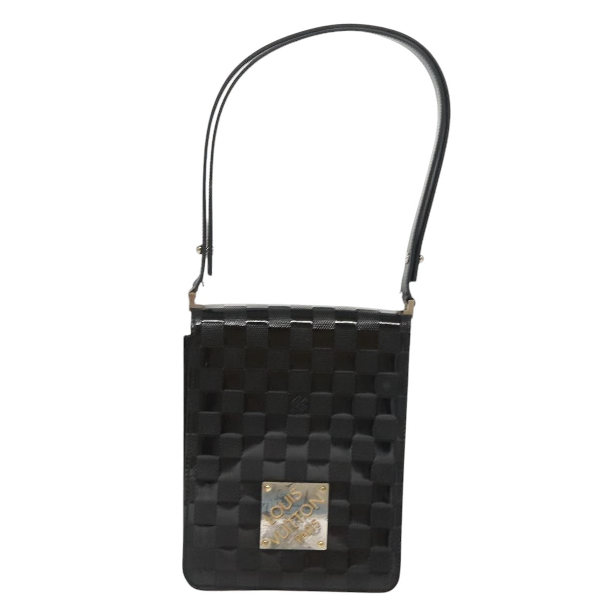 LOUIS VUITTON Damier Vernis Club Shoulder Bag Black M92129 LV Auth bs19539