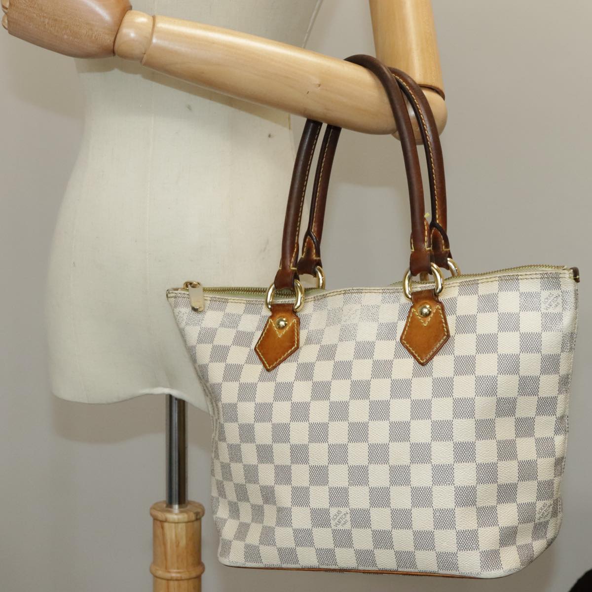 LOUIS VUITTON Damier Azur Saleya MM Tote Bag N51185 LV Auth bs19546