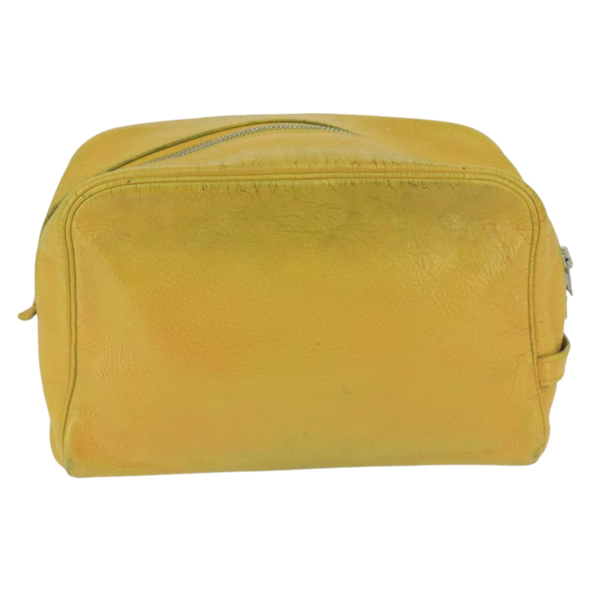 HERMES Clutch Bag Leather Yellow Silver Auth bs19568 - 0