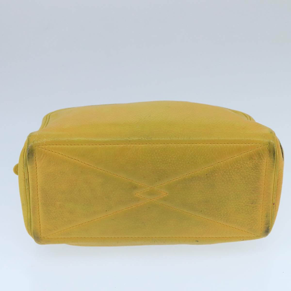 HERMES Clutch Bag Leather Yellow Silver Auth bs19568