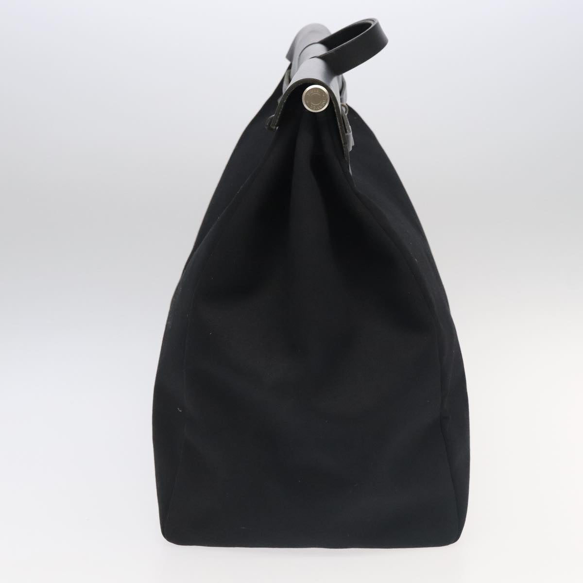 HERMES Hand Bag Herbag GM Hand Bag Nylon Black Silver Auth bs19570