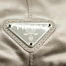 PRADA Tote Bag Satin plastic Silver Silver Auth bs19572-18