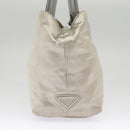 PRADA Tote Bag Satin plastic Silver Silver Auth bs19572-4