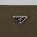 PRADA Shoulder Bag Nylon Khaki Brown Silver Auth bs19573-17