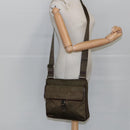 PRADA Shoulder Bag Nylon Khaki Brown Silver Auth bs19573-24