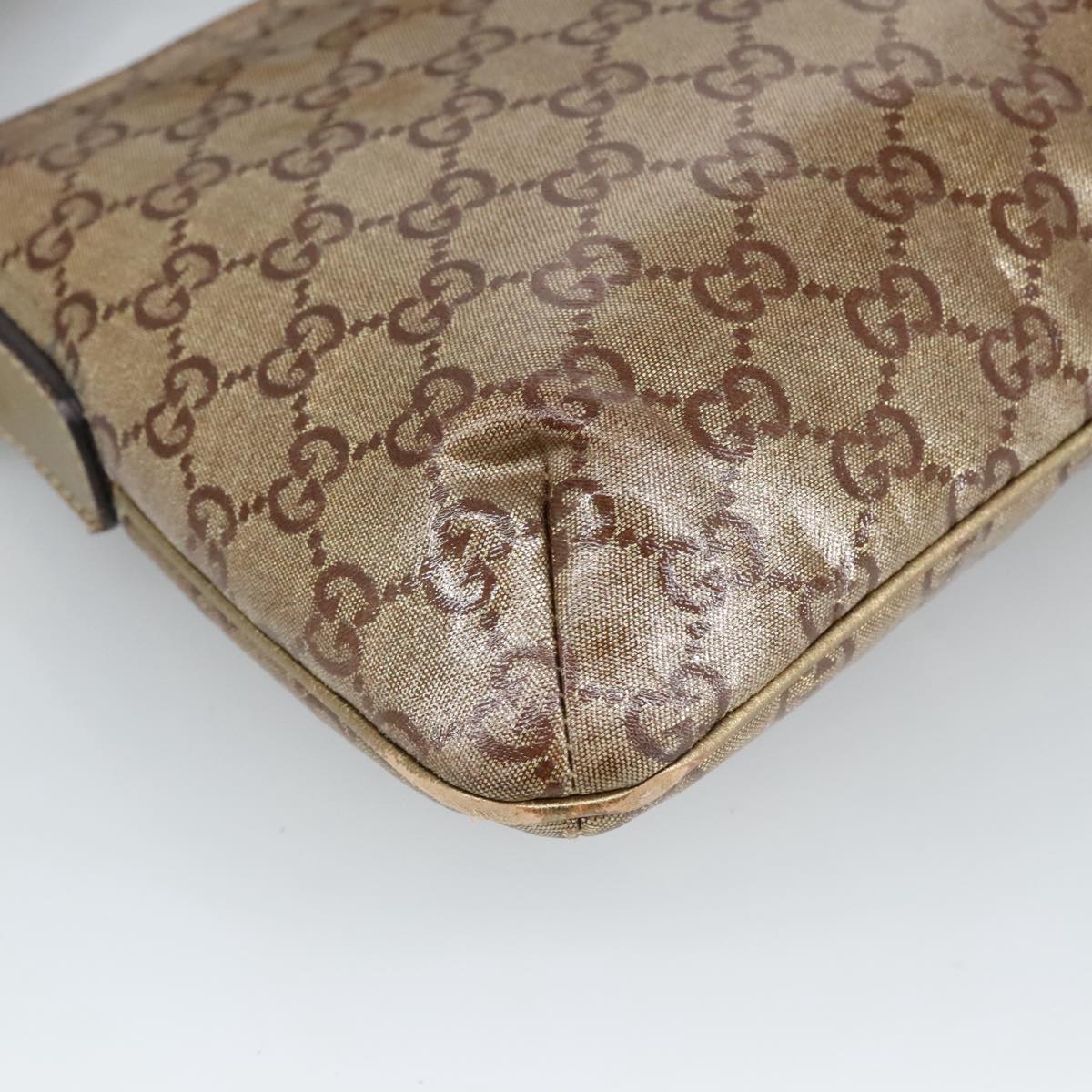 GUCCI GG crystal Shoulder Bag outlet Beige Gold 189749 Auth bs19575