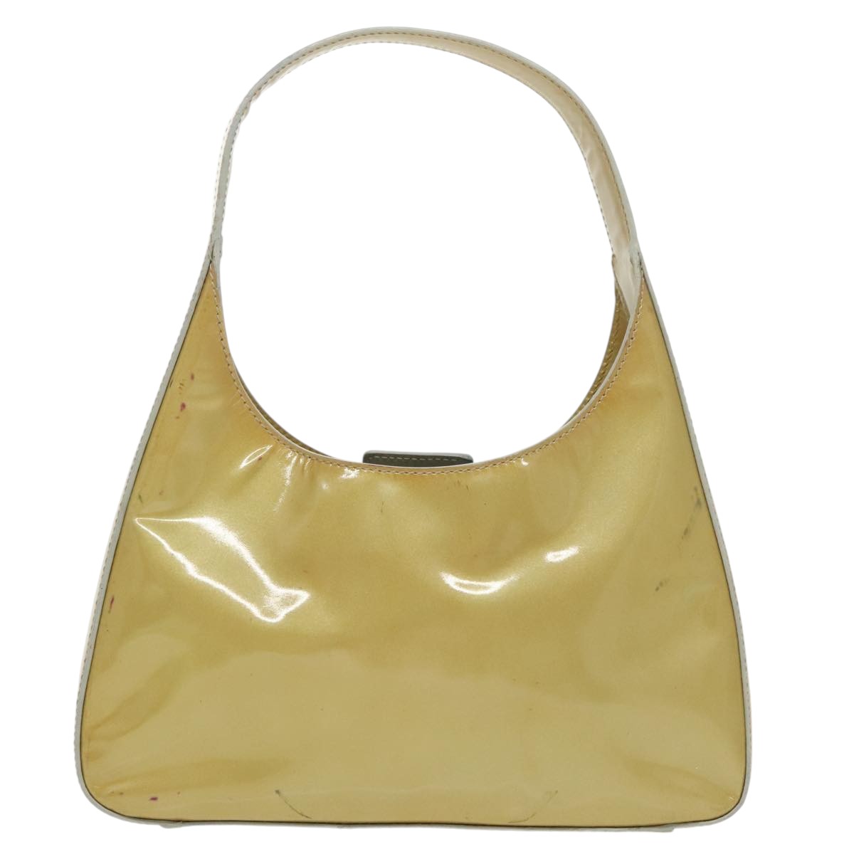 PRADA Hand Bag Enamel Gold Tone Auth bs19576 - 0