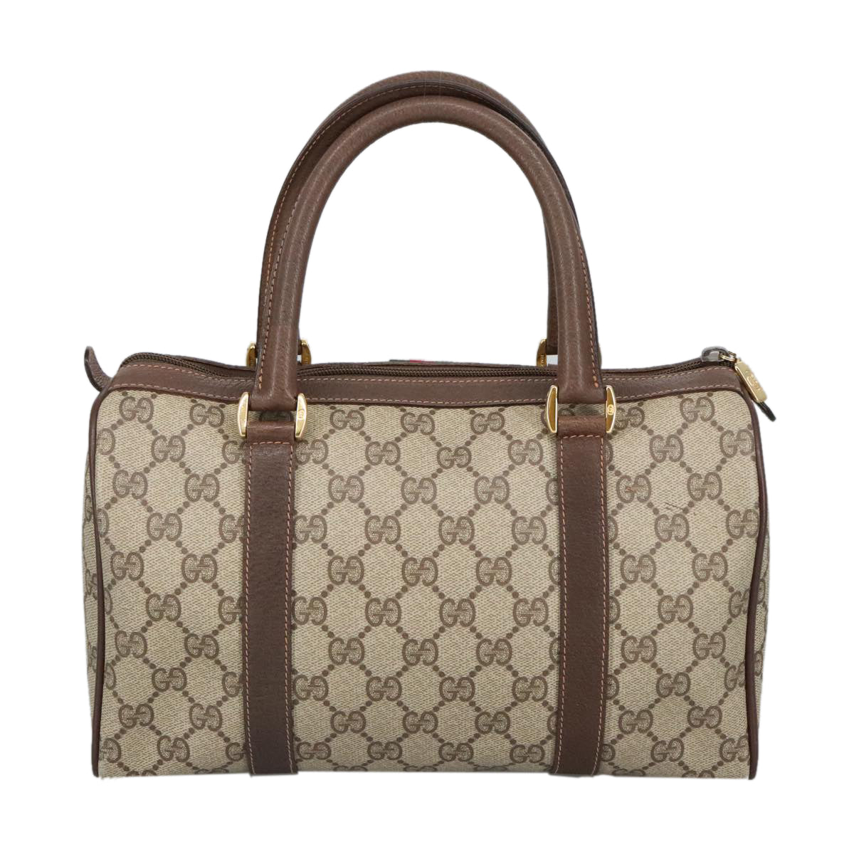 GUCCI GG Supreme Web Sherry Line Boston Bag PVC Beige 40 02 006 Auth bs19577