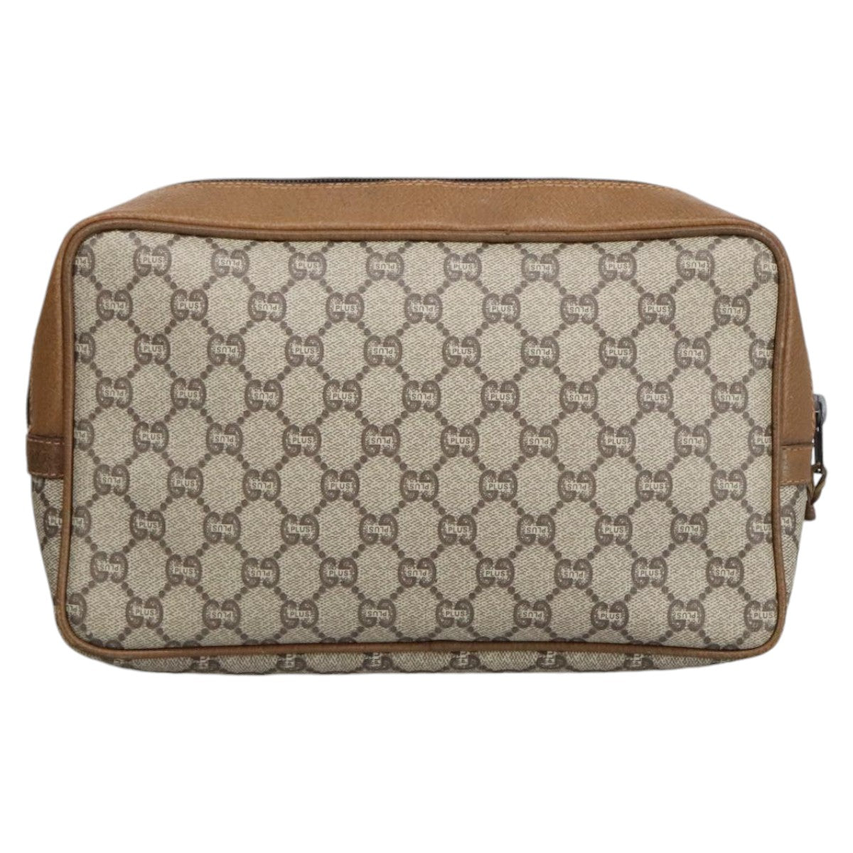 GUCCI GG Plus Supreme Clutch Bag PVC Leather Beige Auth bs19580 - 0