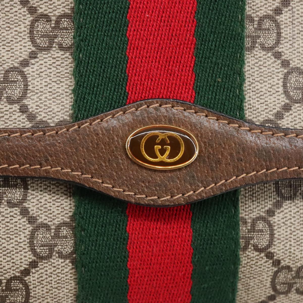 GUCCI GG Supreme Web Sherry Line Clutch Bag Beige 41 014 3087 25 Auth bs19581