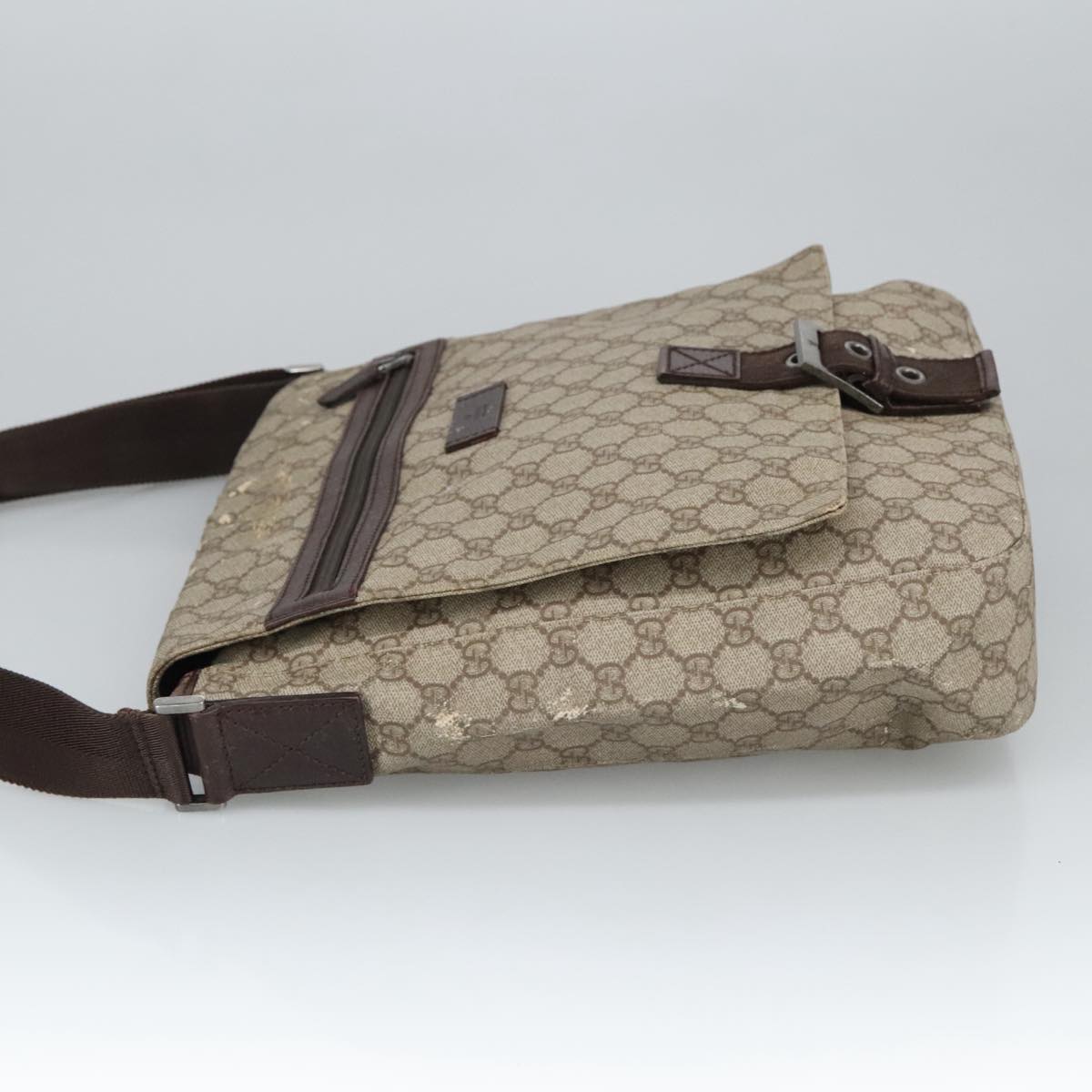 GUCCI GG Supreme Shoulder Bag PVC Beige 141626 Auth bs19582