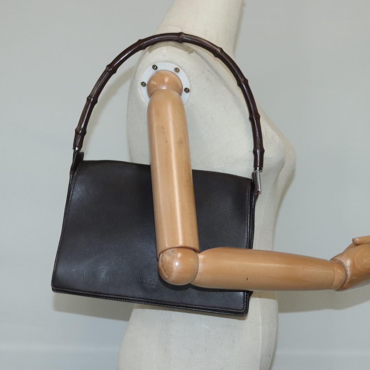 GUCCI Bamboo Hand Bag Leather Brown 001 3239 001998 Auth bs19583