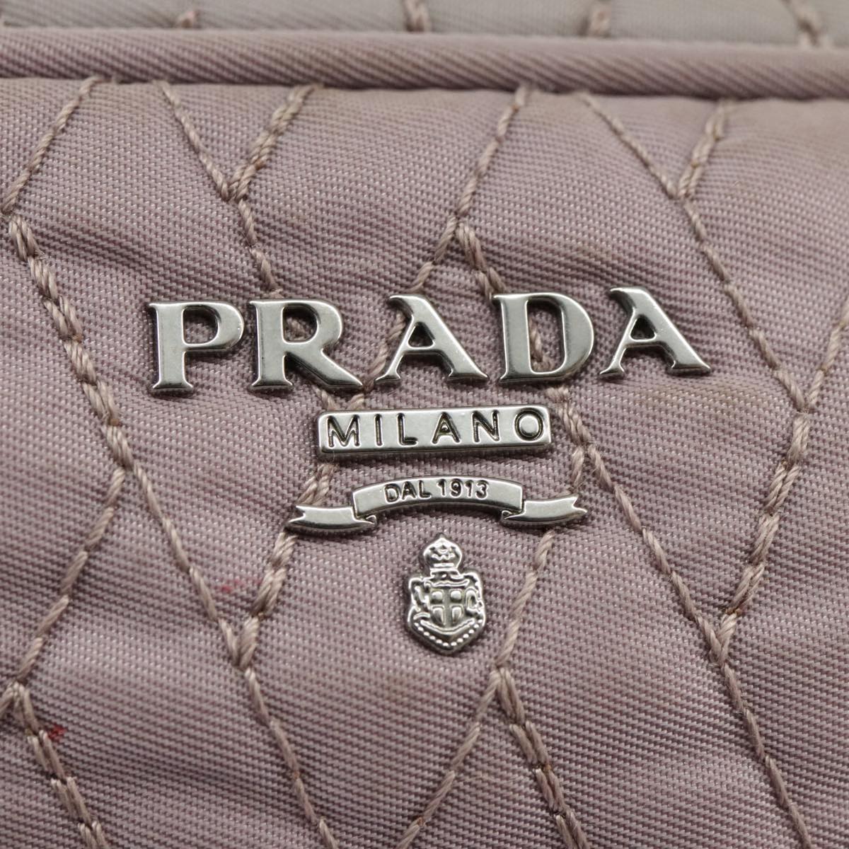 PRADA Chain Hand Bag Nylon 2way Purple Silver Auth bs19584