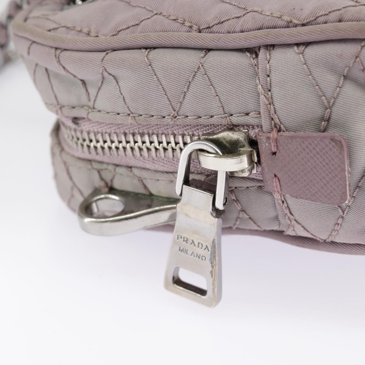 PRADA Chain Hand Bag Nylon 2way Purple Silver Auth bs19584