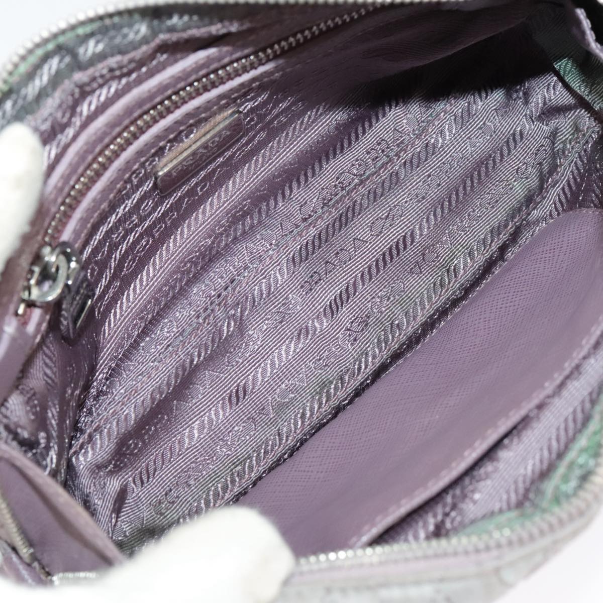 PRADA Chain Hand Bag Nylon 2way Purple Silver Auth bs19584