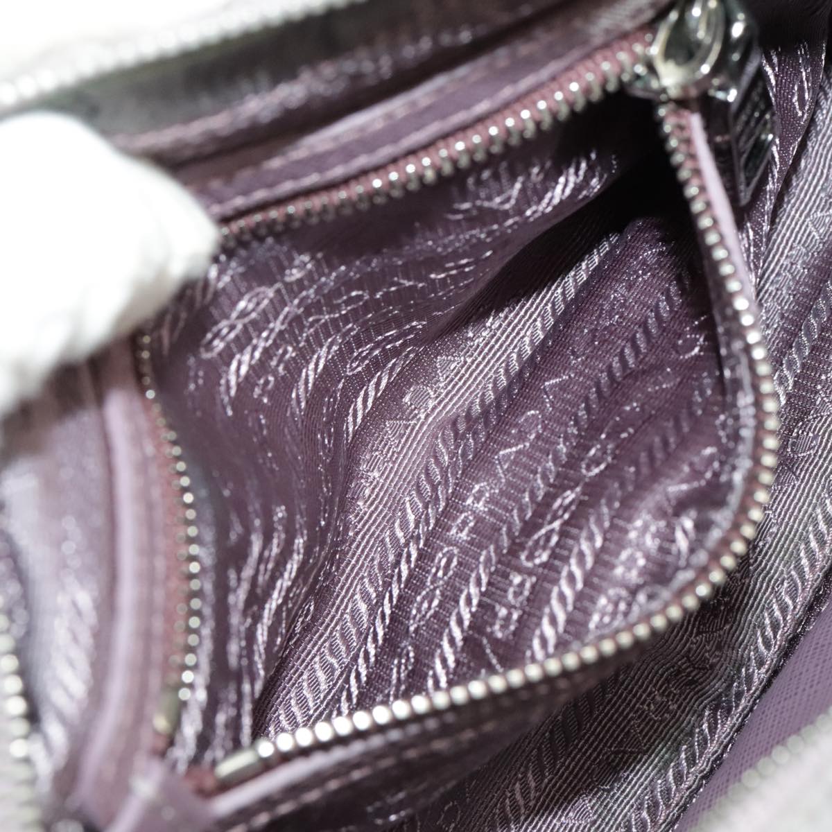 PRADA Chain Hand Bag Nylon 2way Purple Silver Auth bs19584