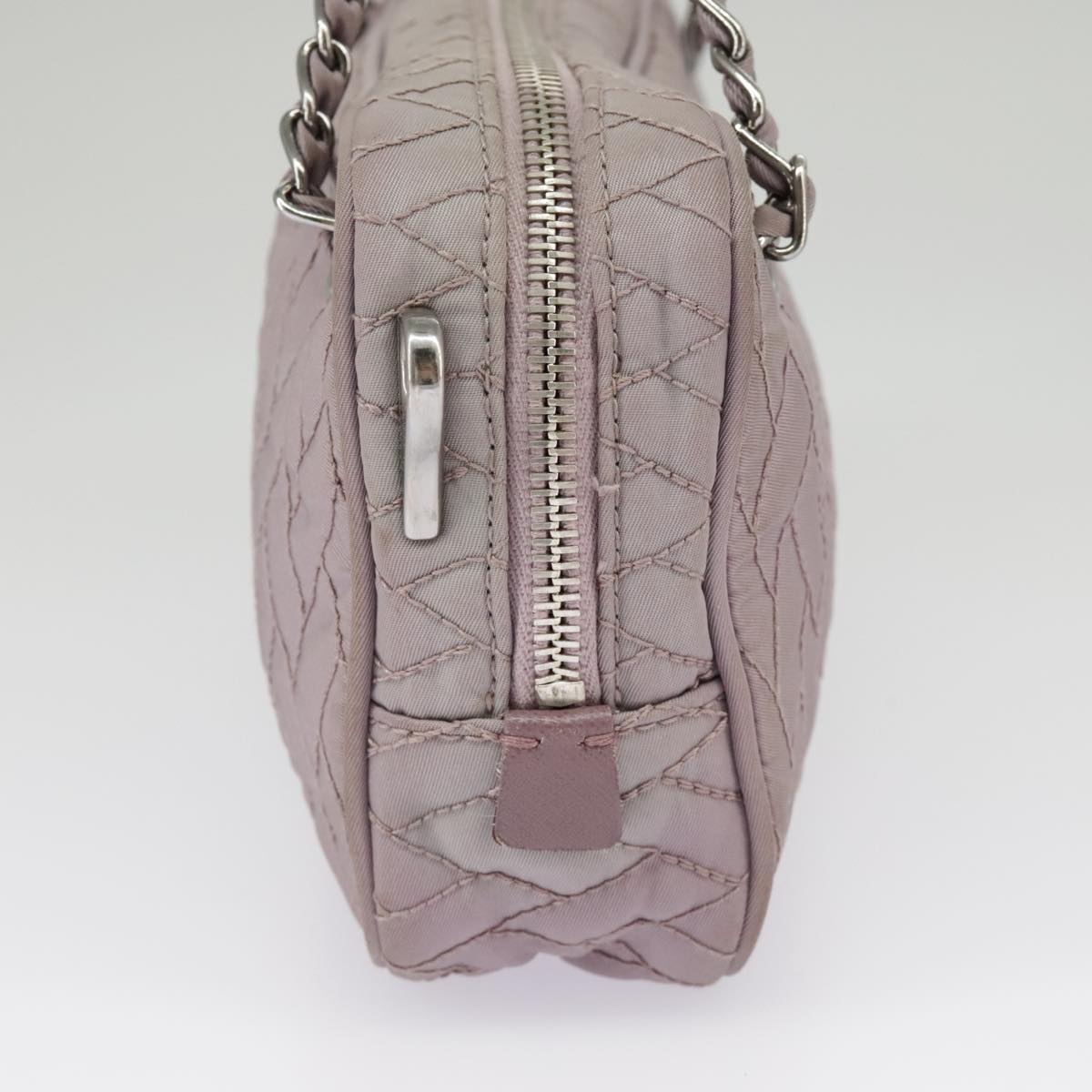 PRADA Chain Hand Bag Nylon 2way Purple Silver Auth bs19584